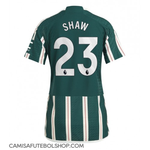 Camisa de time de futebol Manchester United Luke Shaw #23 Replicas 2º Equipamento Feminina 2023-24 Manga Curta